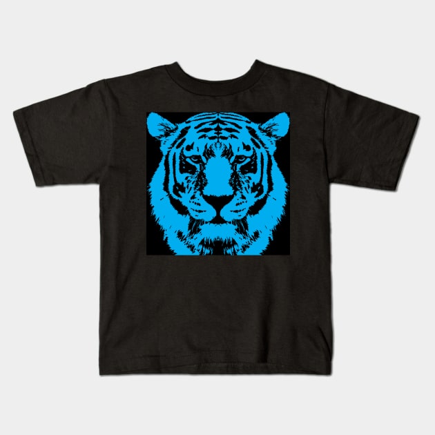 Blue Tiger Kids T-Shirt by hobrath